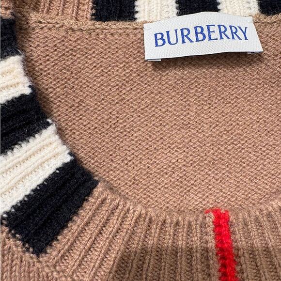 Burberry Icon Stripe Cashmere Sweater Brown M - Picture 5 of 7
